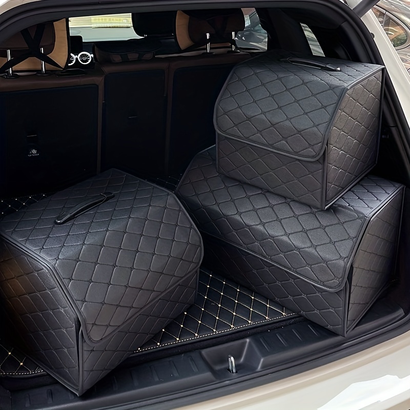 Car Trunk Organizer Box - Folding Leather Storage Bin, Waterproof, 75x31x29cm For SUV, Travel, Camping
