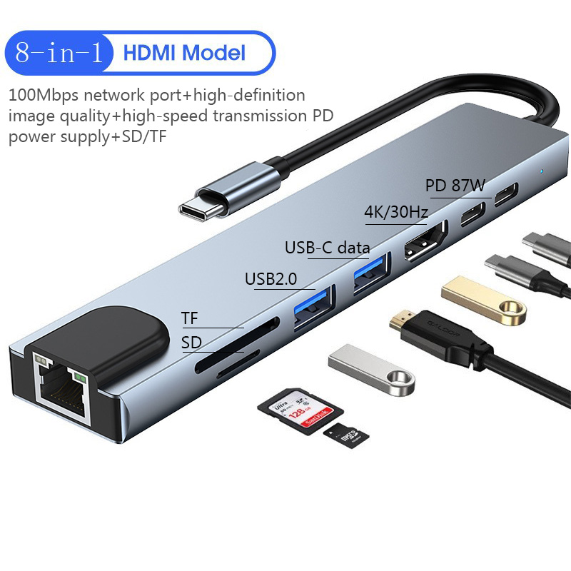 Eight In One Docking Station Dmi Mode 100Mbps Network Port+High ...