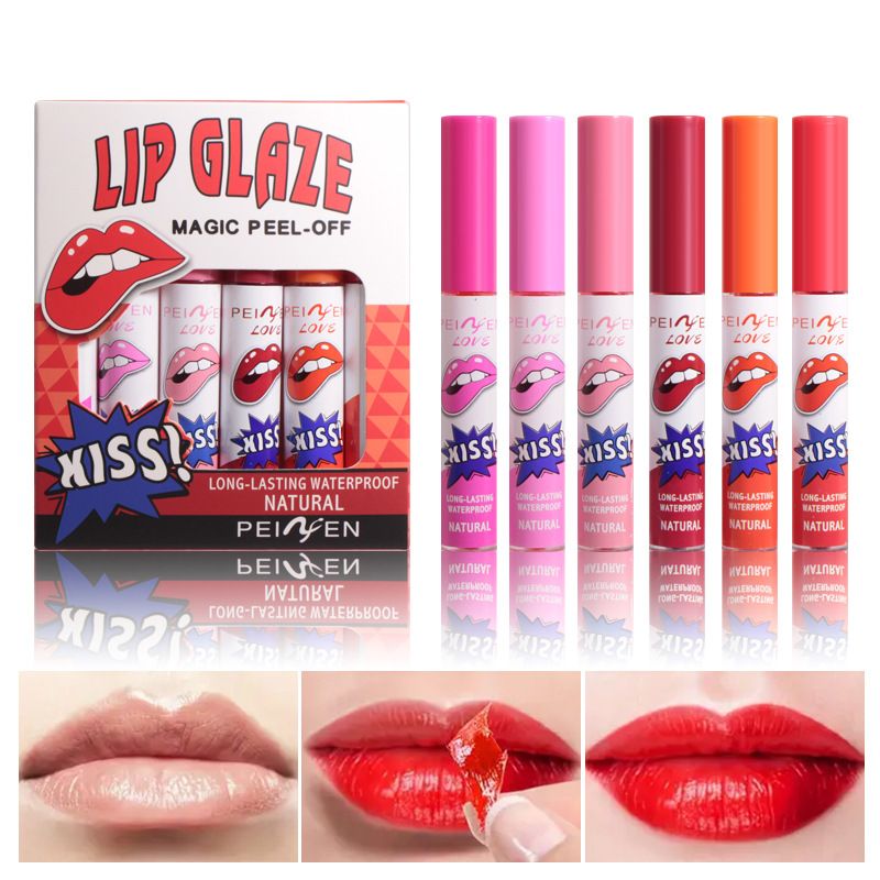 6 Colors Lip Glaze Magic Peel-Off Set,Lip Stain Lip GlossTattoo Magic ...