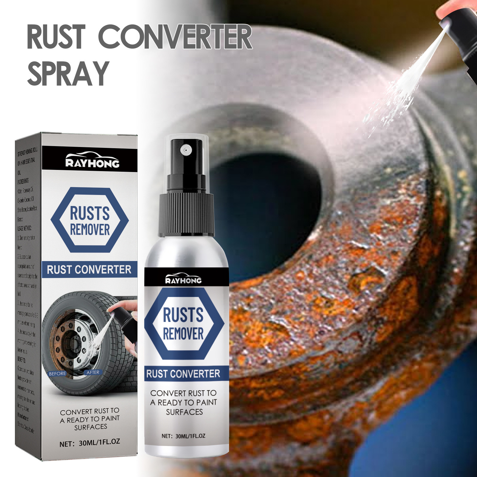 Rayhong Anti Rust Conversion Agent Spray Car Wheel Hub Tire Rims Door