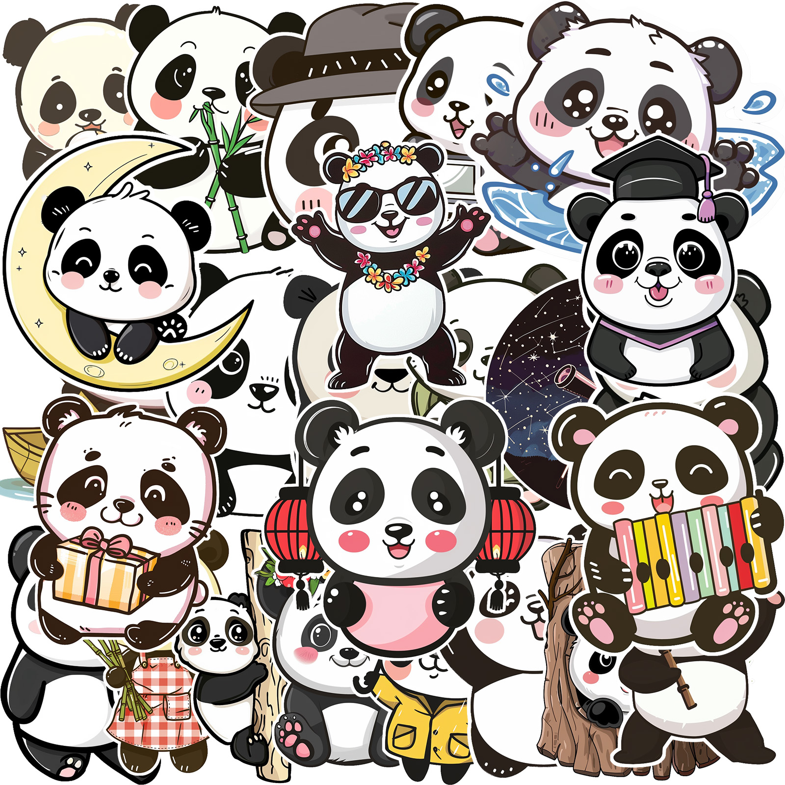 61 pcs Unique Panda Stickers, Creative Animal Stickers, Kawaii Stickers ...