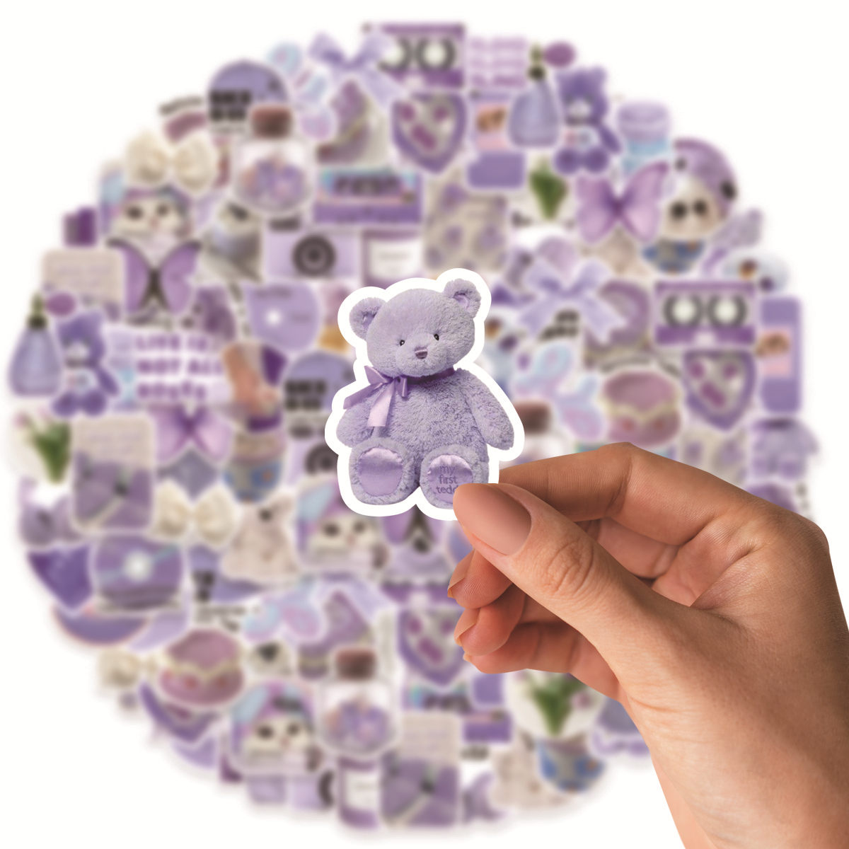 50pcs Cute Purple Cartoon Stickers in PVC Box for DIY, Photo Albums ...