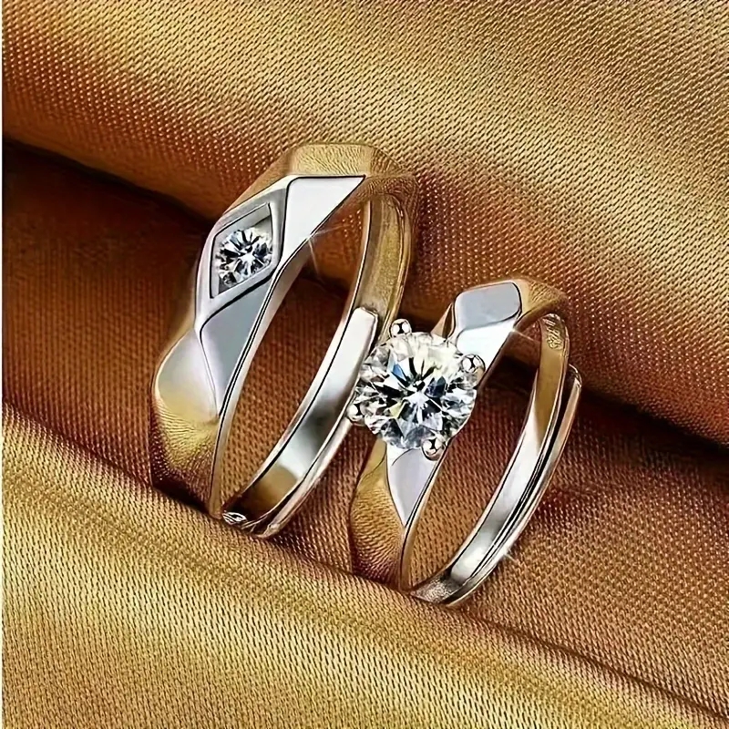 Fashion Simple Wedding Couple Rings Couple Gifts Rings Diamond Rings ...