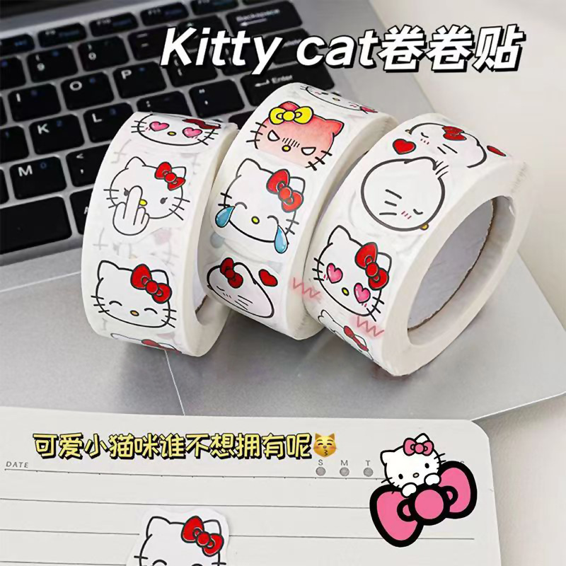 500 Stickers Cartoon Cute kitty Cat Whole Roll Stickers ins Decorative ...