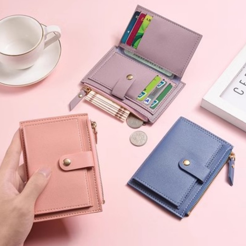 Women Wallets PU Leather Female Purse Mini Hasp Solid Multi-Cards ...