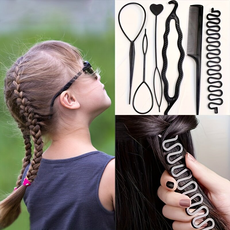 Lazy Hair Tie Simple Styling Tool Six-Piece Set Pull Threading Hair Pin ...