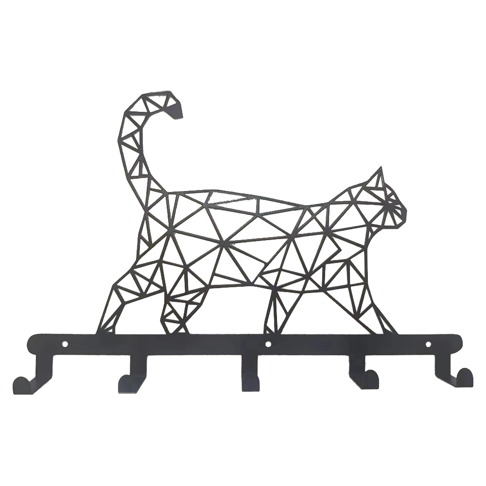 Metal Hollowed Cat Pattern Key Holder, Wall Mounted Key Rack Hook ...