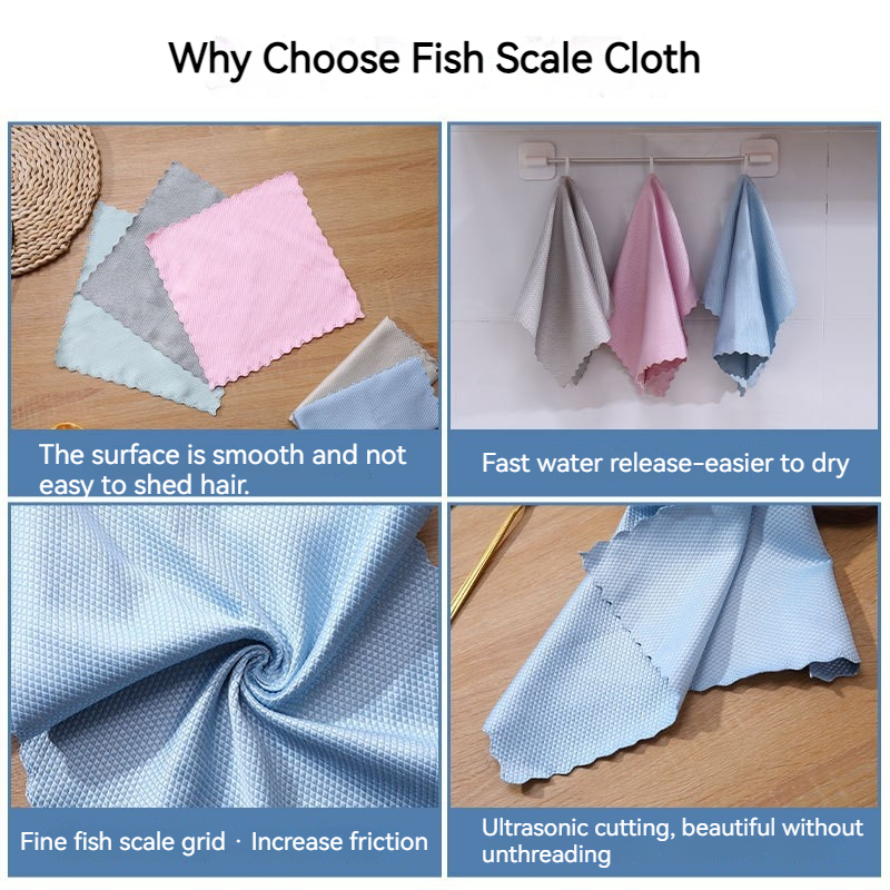 Fish Scale Rags Window Glass Kitchen Household Mirror Surface ...