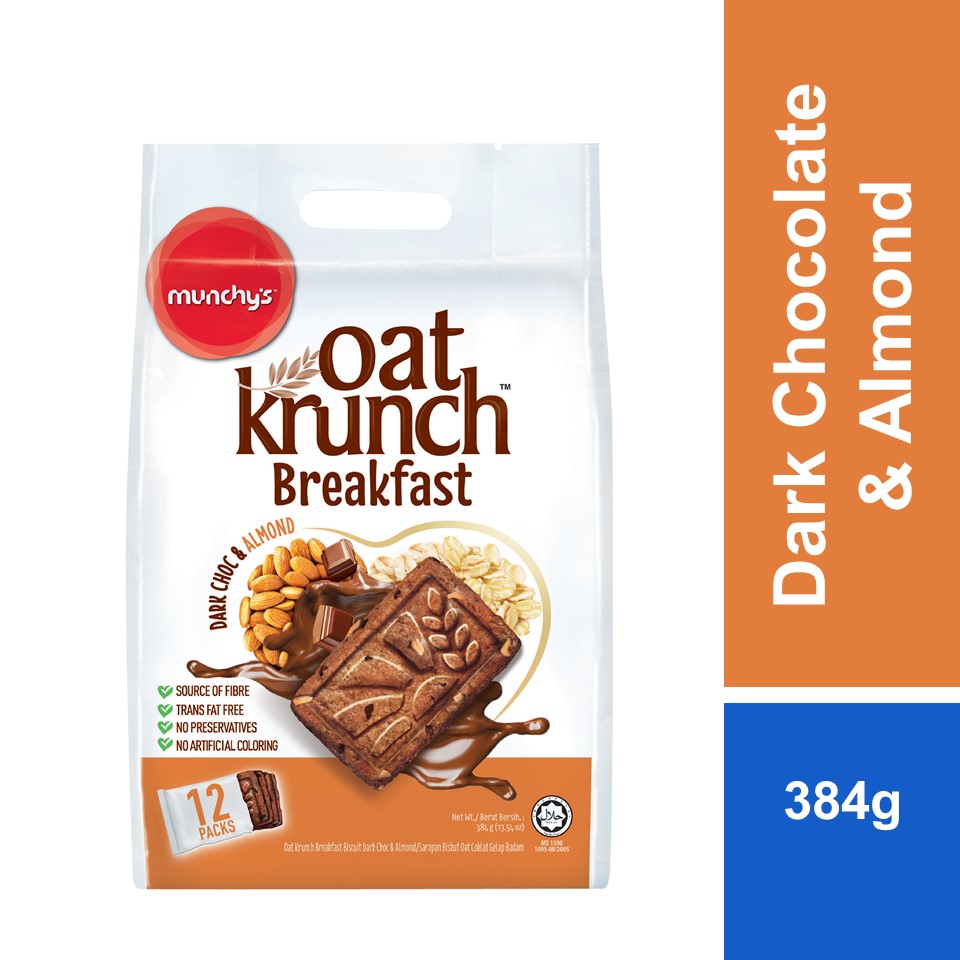 Munchy's Oat Krunch Breakfast Dark Chocolate with Almond 384g | Shopee ...