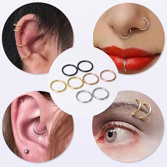16l Medical Steel Hinged Nose Ring 20G 1 Piece Nose Hoop Diameter 6mm