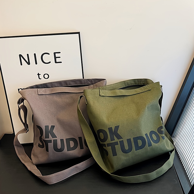 BXCNCKD Women's Canvas Shoulder Bag - Large Capacity Retro Messenger Bag With Cute Accessories