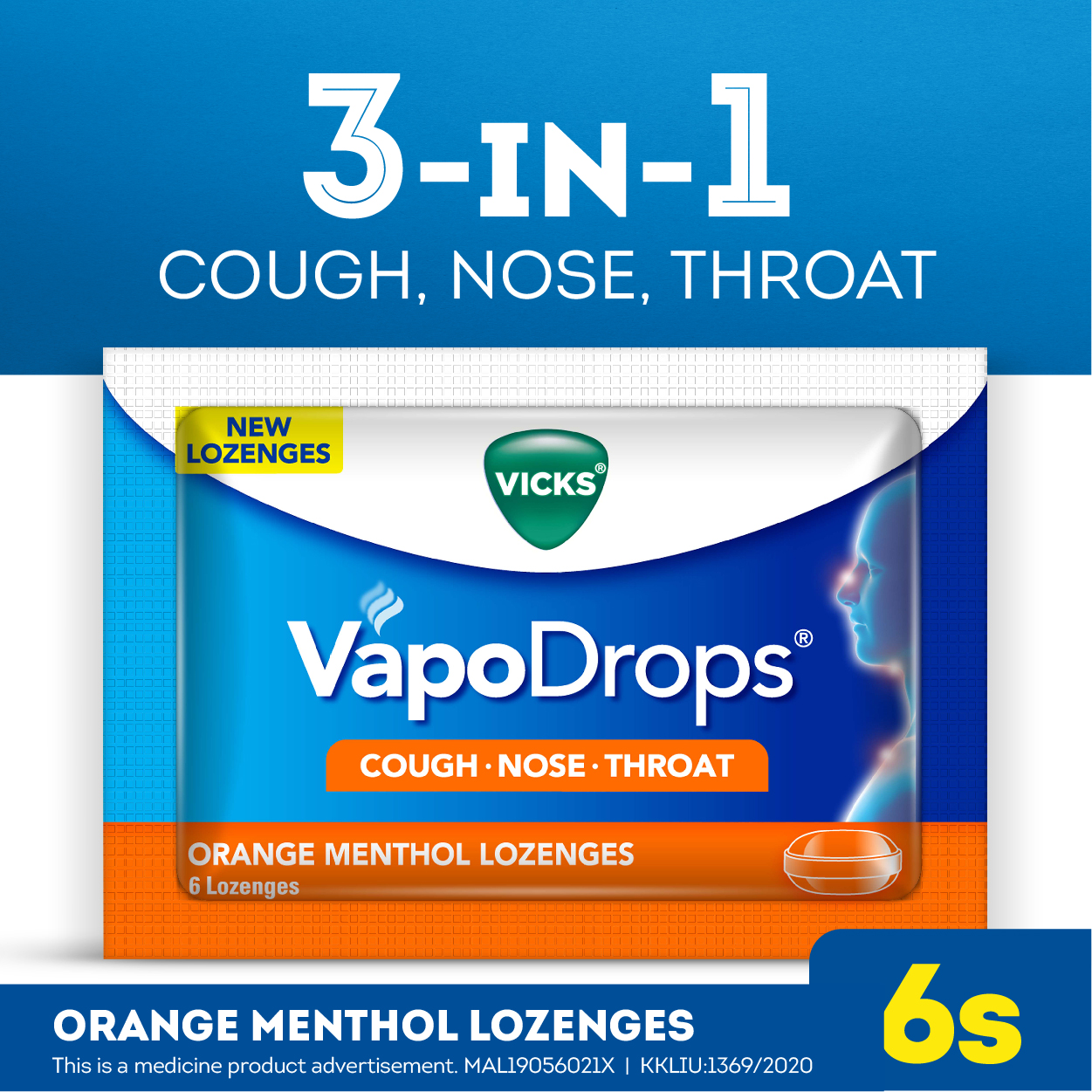 Vicks VapoDrops Lozenges - Orange Menthol 6 Lozenges | Shopee Malaysia