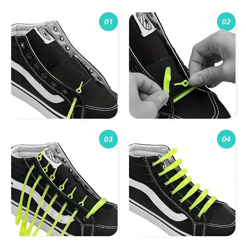 12pcs Set Lazy No-Tie Elastic Silicone Shoelaces for Sneakers, Running ... - No-Tie Shoelace Systems For Convenience