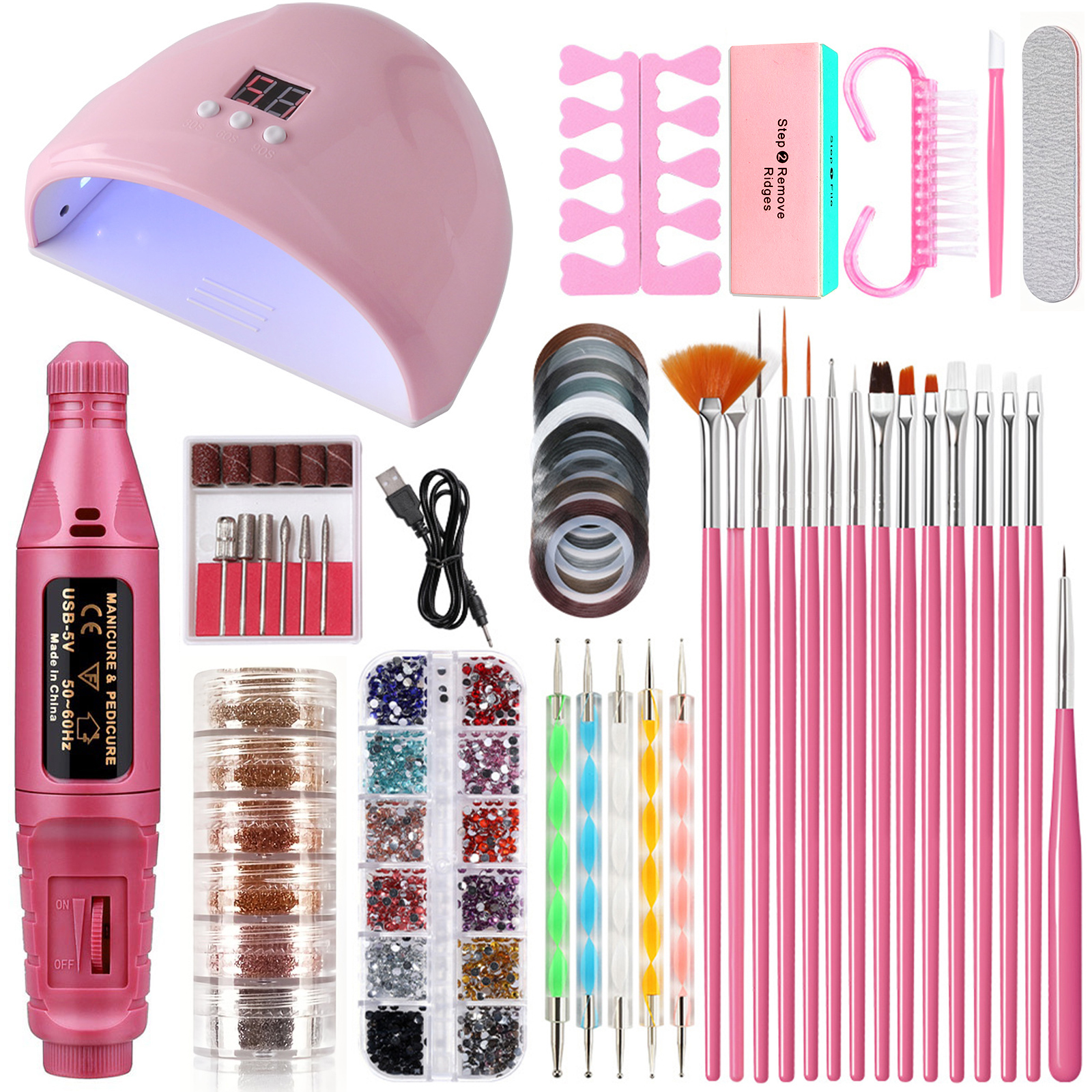 Nail Art Drill Kit, Electric Nail Drill Manicure Filer Kit Nail Buffer ...