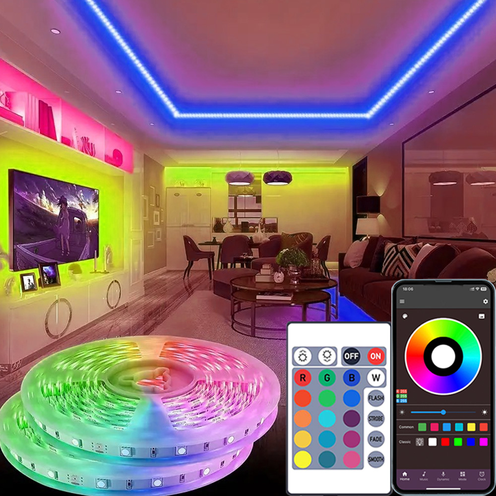 100ft LED room light strip with 24-key remote and APP control , DIY ...