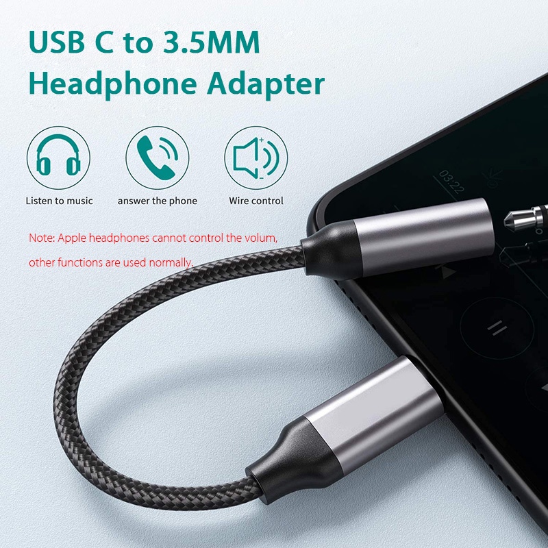 USB Type C to 3.5 MM Headphone Jack Adapter DAC TypeC 3.5MM Earphone