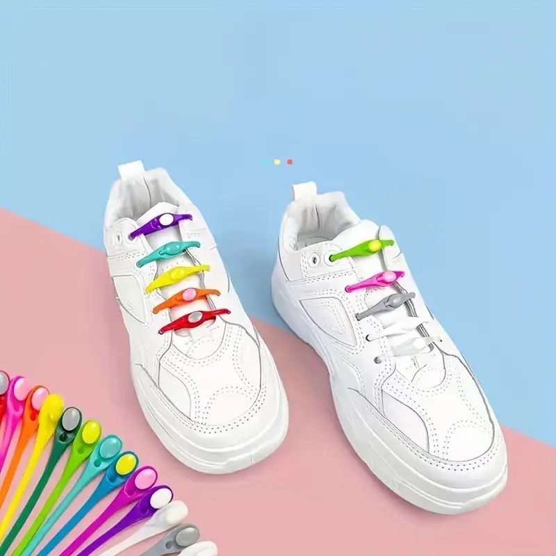 12pcs Set Lazy No-Tie Elastic Silicone Shoelaces for Sneakers, Running ...