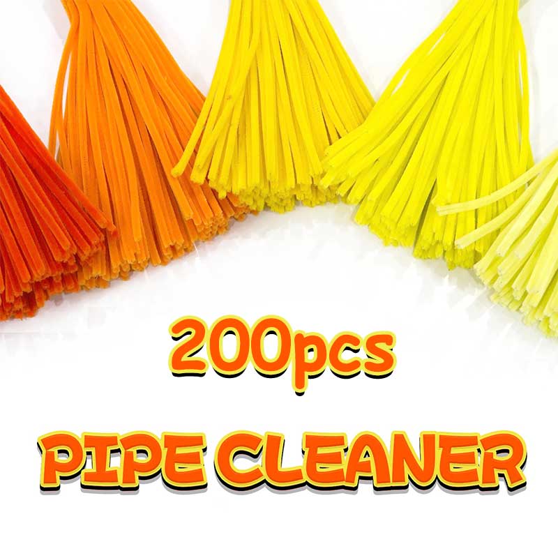 200pcs yellow series Pipe Cleaners Craft Chenille Stem, Orange ...