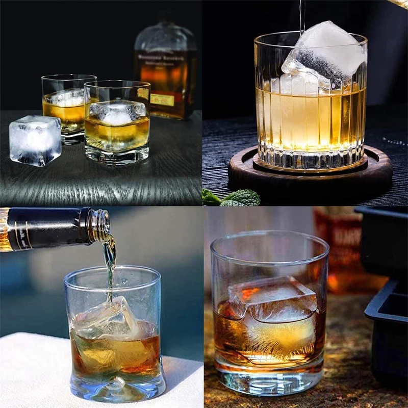 4/6/8 Grids Big Ice Cube Mold - Silicone Pudding Ice Tray - Large ...