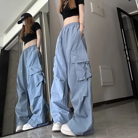 saferido Mens Chic Pocket Long Pants Autumn New Men's Casual Mopping Trousers Harajuku Streetwear Sport Running Sweatpants 5XL-M