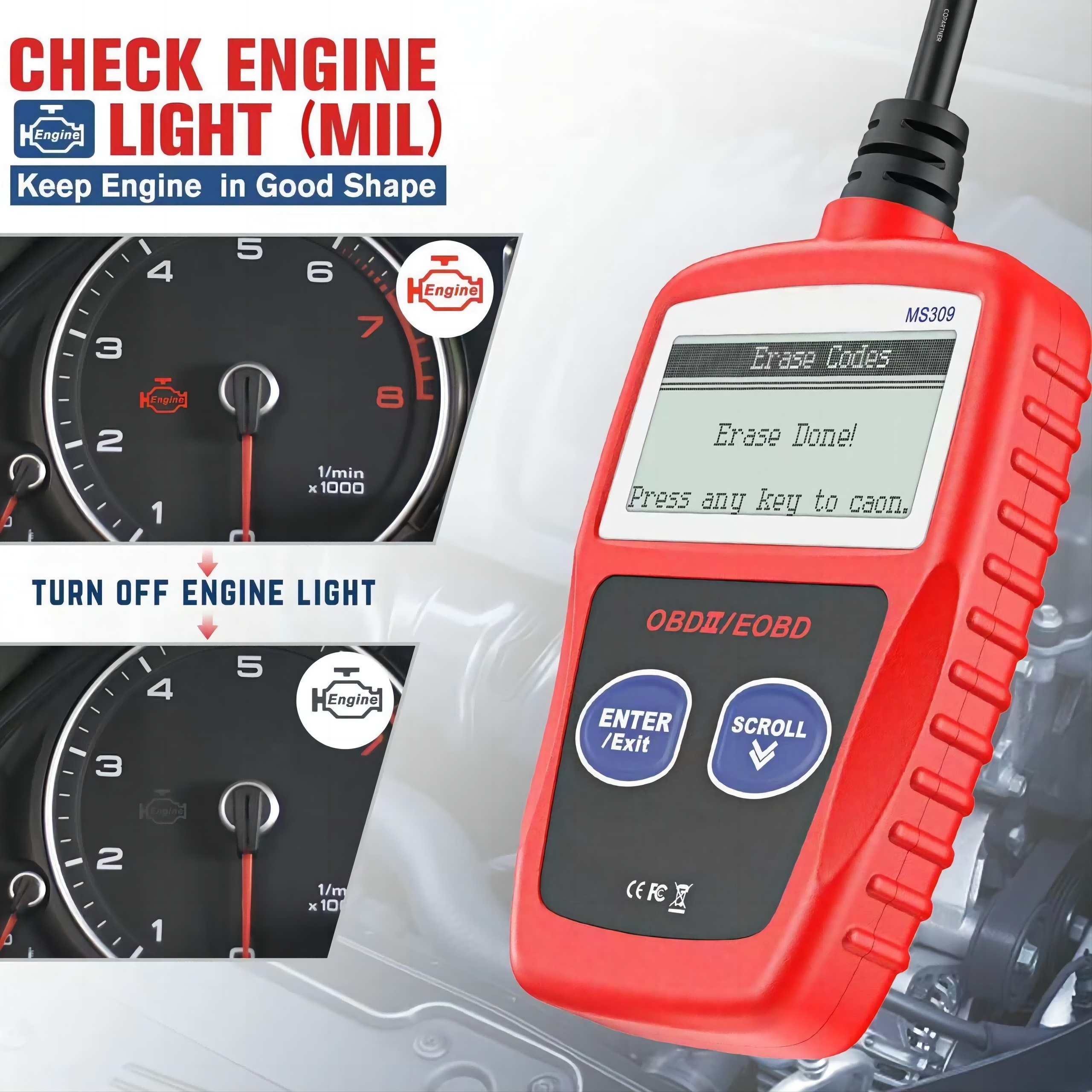 Cars Diagnostic Tool The Upgraded Version Of Ms309 Obd2 Obdii Eobd ...