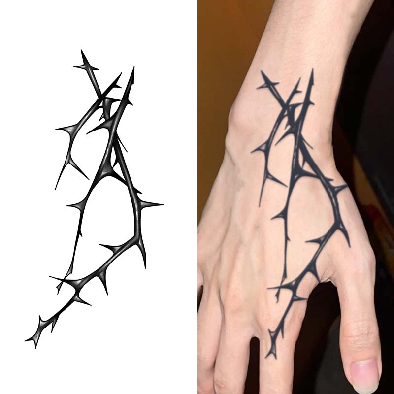 Temporary Tattoo - Waterproof Vine & Thorn Design Sticker, Realistic ...