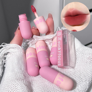 Pinkyfocus Small Capsule Lip Mud Velvet Lip Glaze Plain Face Whitening Cheap Student Matte Matte Lipstick Non-Stick Cup