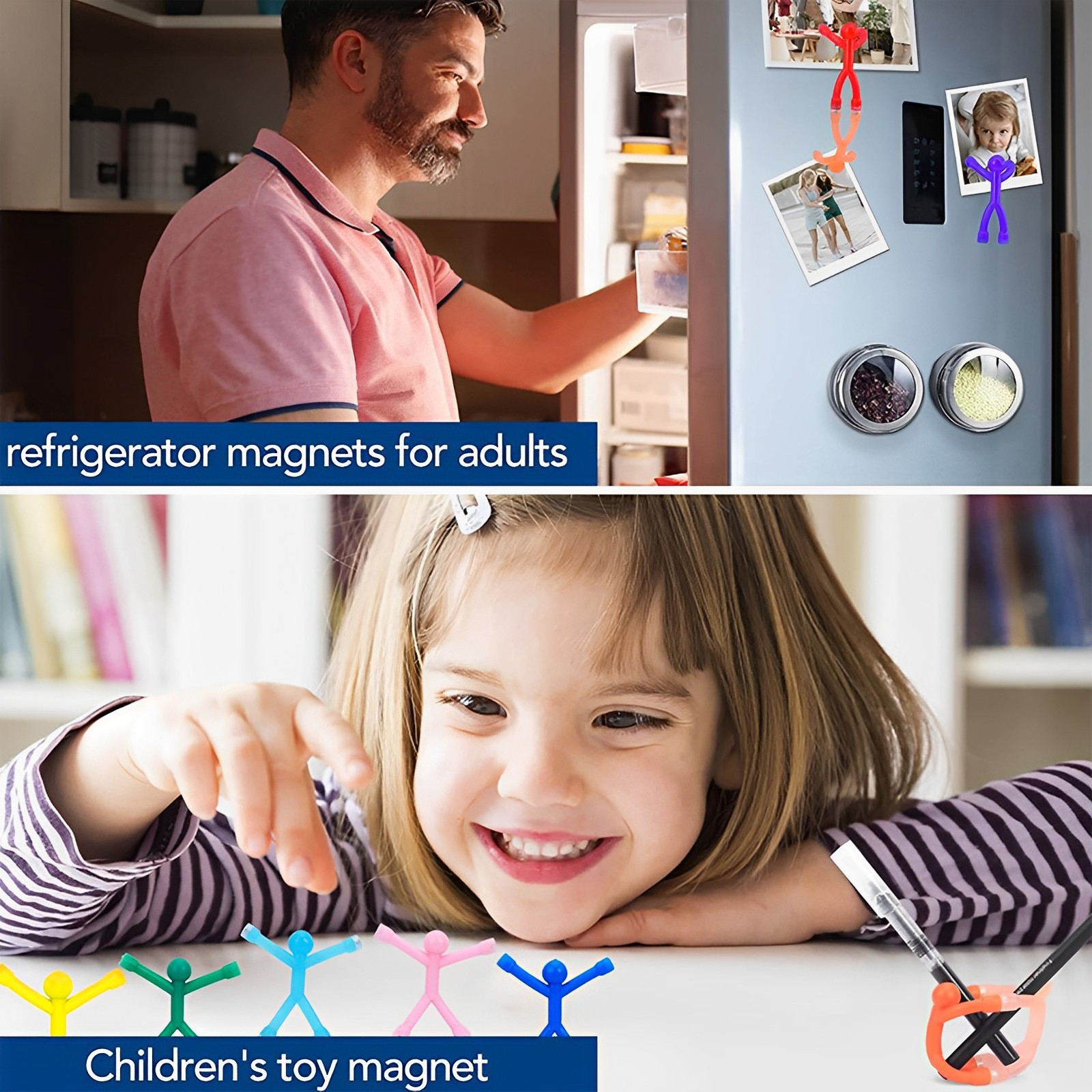 3Pcs/set Mini Man Flexible Refrigerator Magnets - Cute Colorful ...