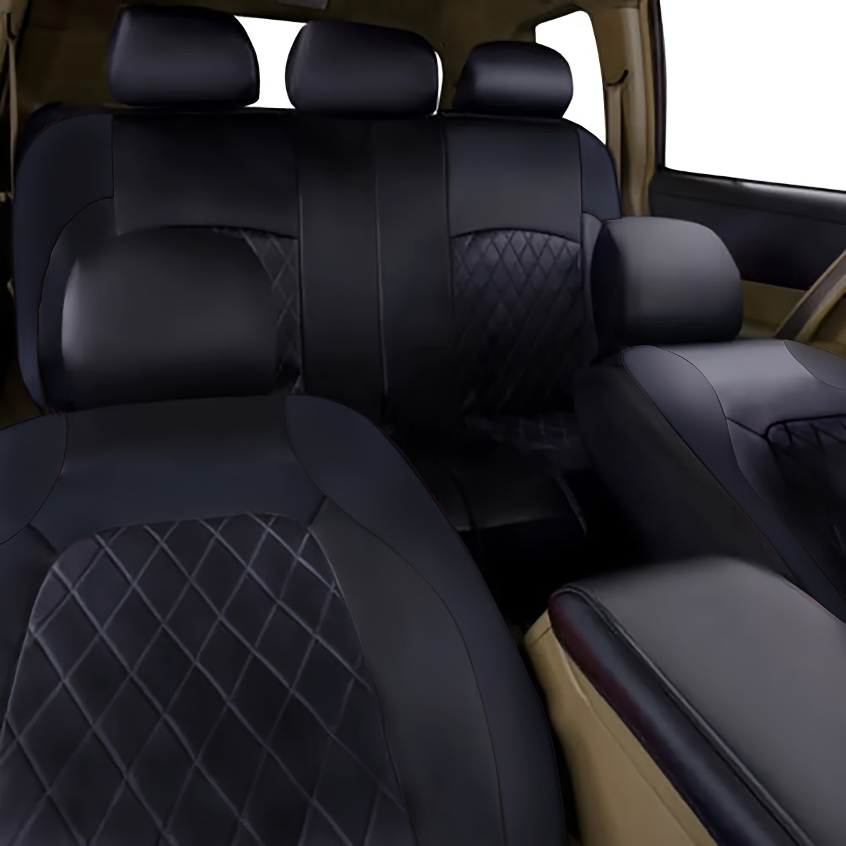 5-Seat Universal Fit PVC Leather Car Seat Cover with Soft Sponge ...