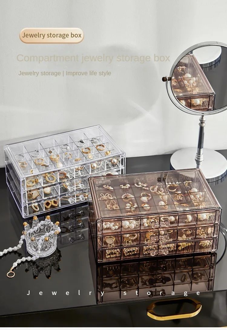 Drawer Style Transparent Jewelry Box Large Capacity Ring Earring ...