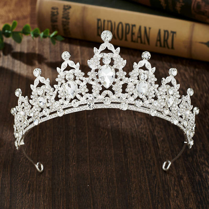 1 Bridal Crown Cross-Border Colorful Rhinestone Headband Baroque Alloy ...