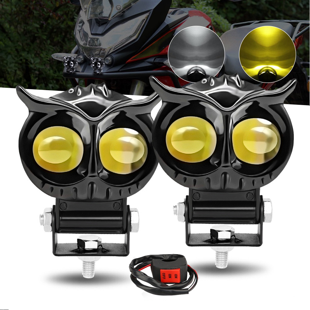 Motorcycles Led Headlight Fog Light Car Dual Color Owl Design Head ...