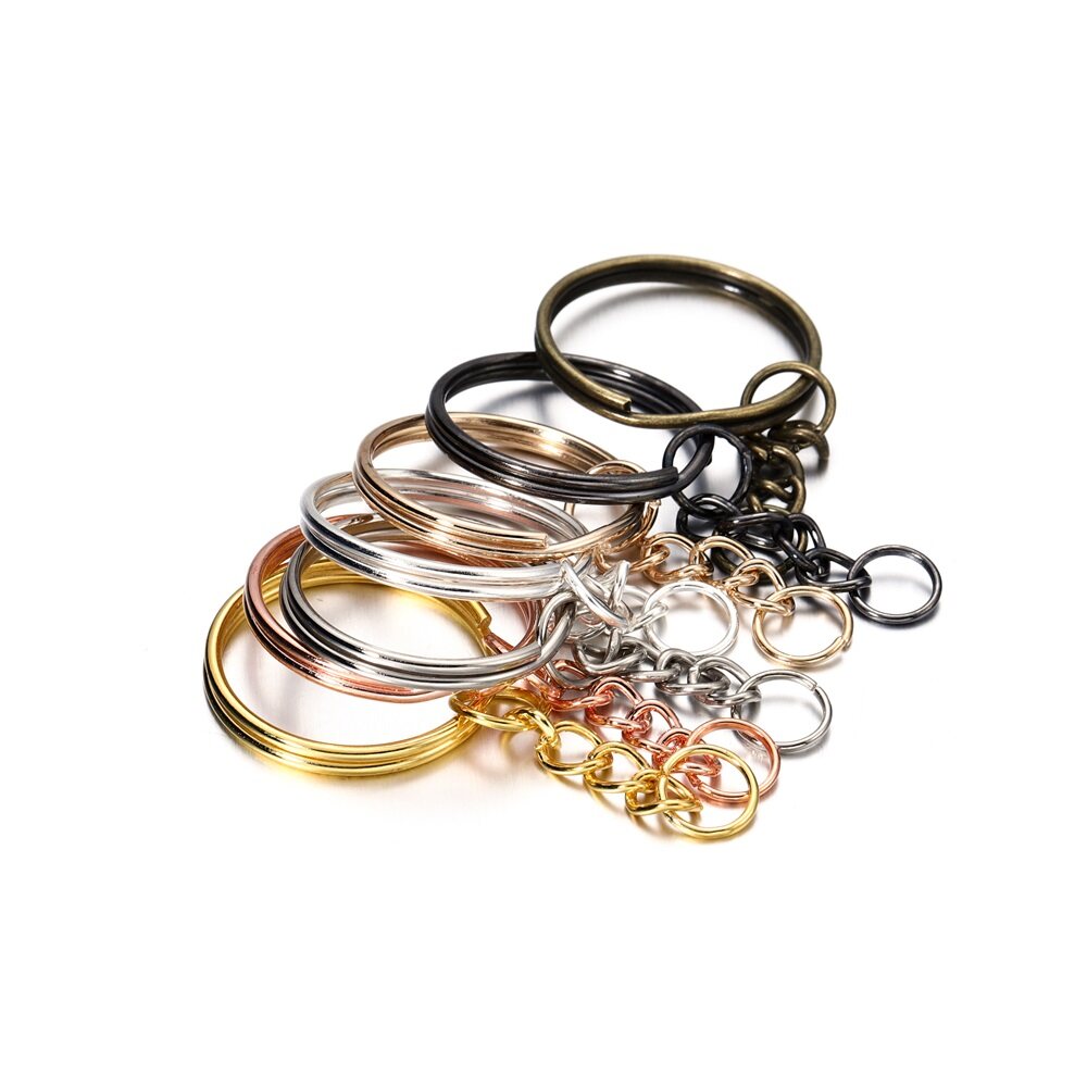 50pcs/pack 25MM DIY Key Ring Keychain Ring With Short Chain Jump Ring ...