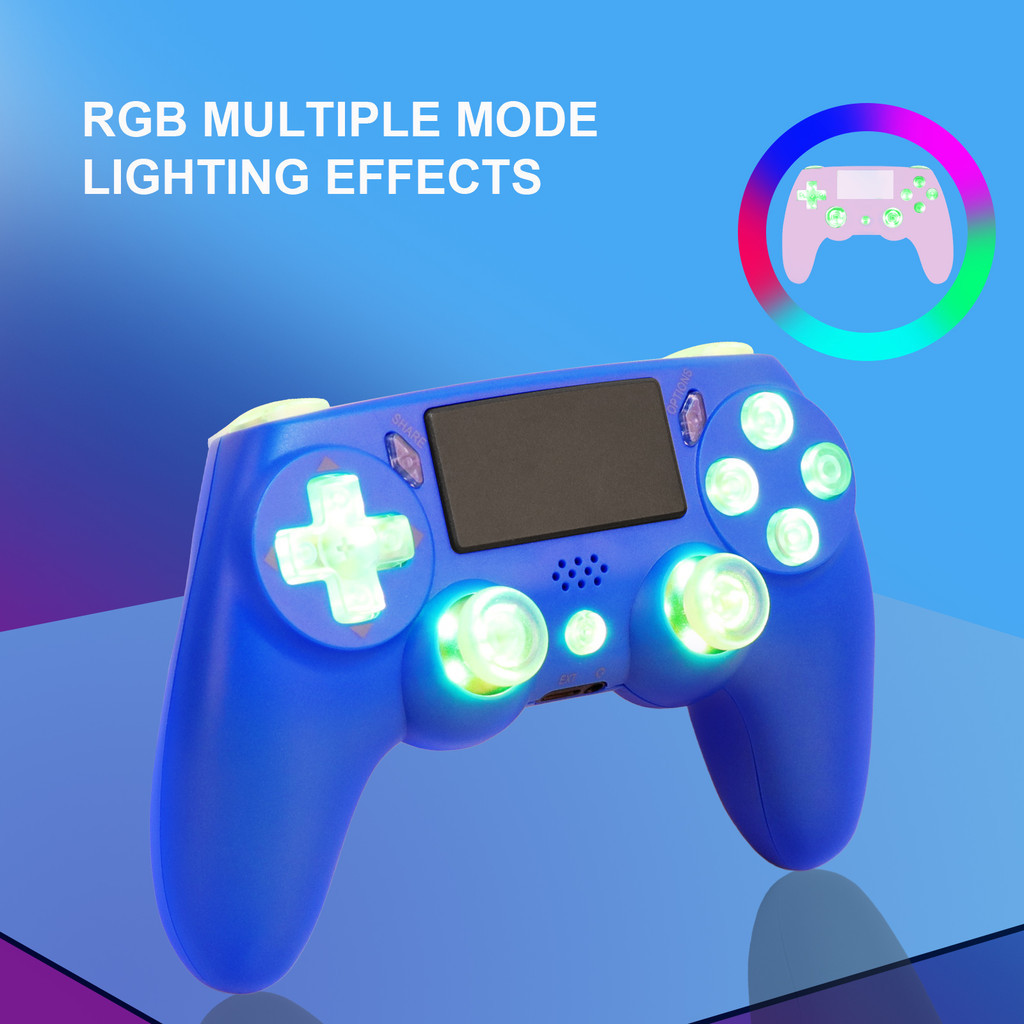 Dazzling RGB Adjustable Light Wireless Controller Dual Vibration 6-AXIS ...