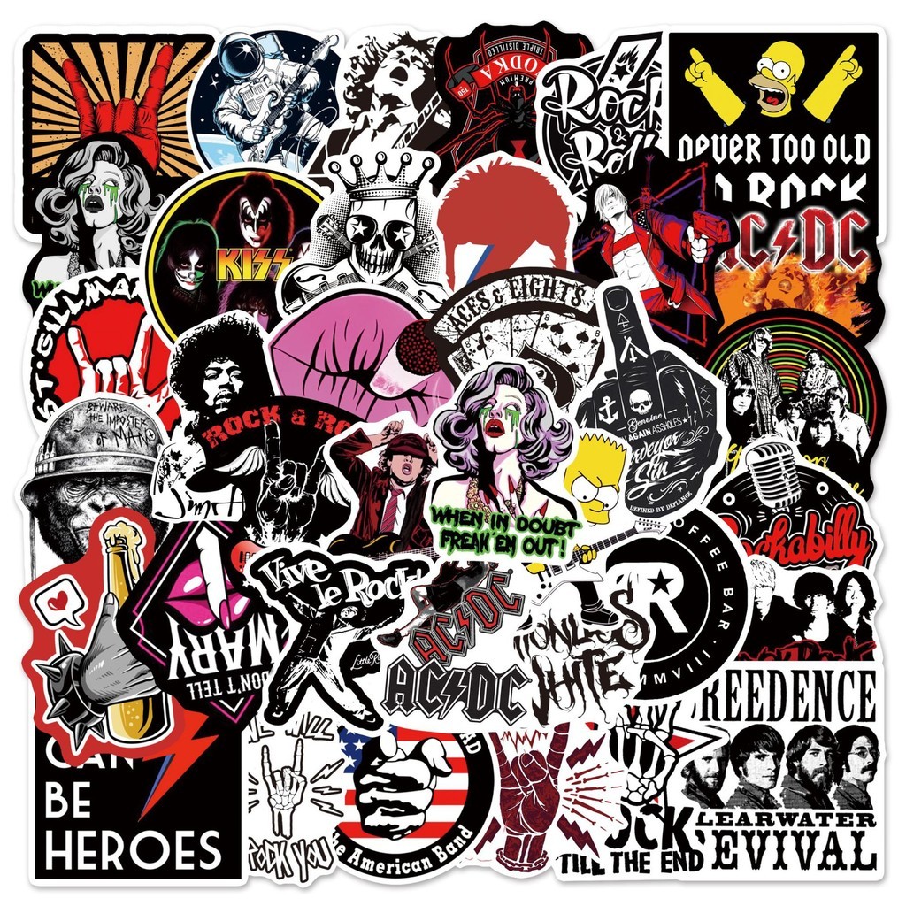 54pcs Rock Music Graffiti Stickers Reading Stickers Suitable for ...