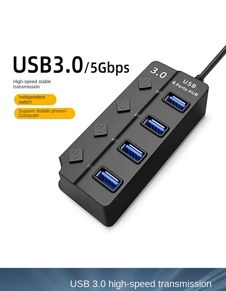 Multi USB HUB USB 30 20 Hub Splitter with Power Adapter, 4 Port ...