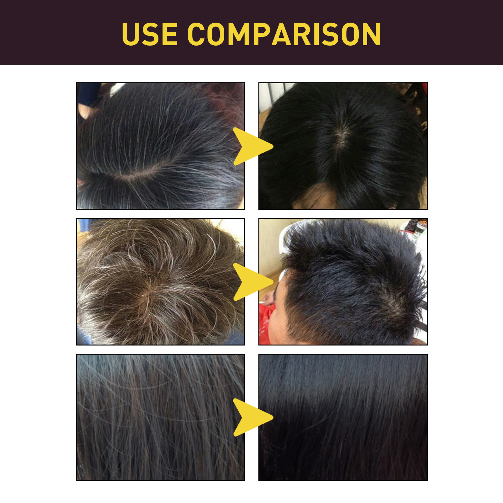 Instant Brown/Black Herbal Hair Dye Shampoo - 500ML/200ML/100ML, Colors ...