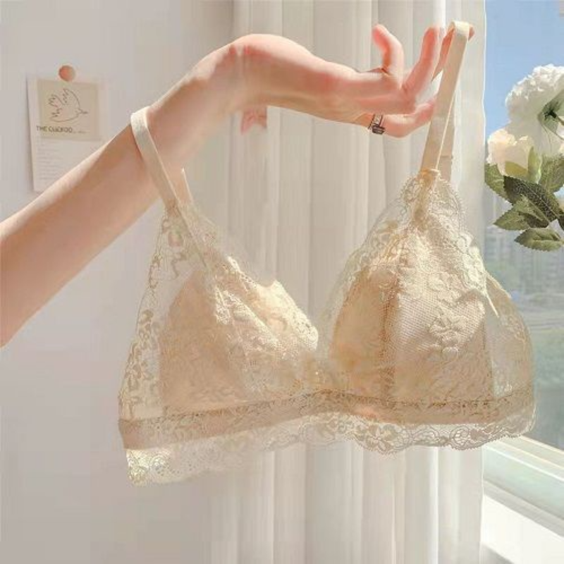 French sexy ultra-thin bra women's no wire small bra girl seamless big ...