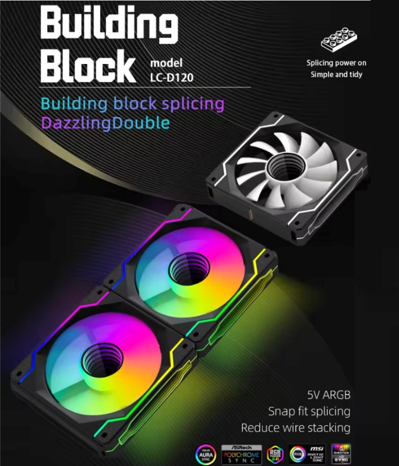 Spliceable modular fan with high airflow and silent gaming PC radiator ...