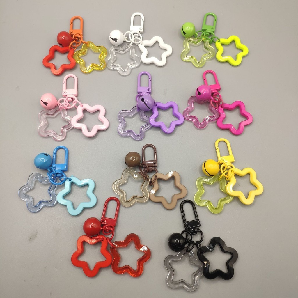 1PC Ins-style Colorful Acrylic Hollow Five-pointed Star Keychain ...