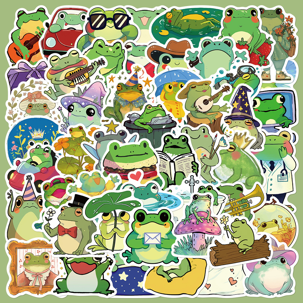50pcs Cartoon Cute Frog Series Graffiti Stickers Suitable for Laptop ...
