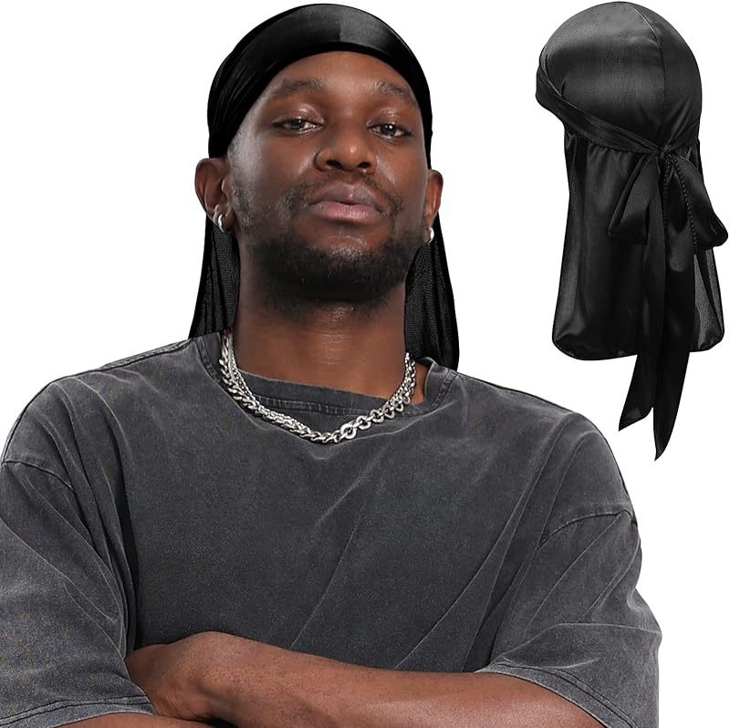 HOT 2-Piece Set Silky Long-Tail Pirate Hat & Scarf - Soft Durag ...