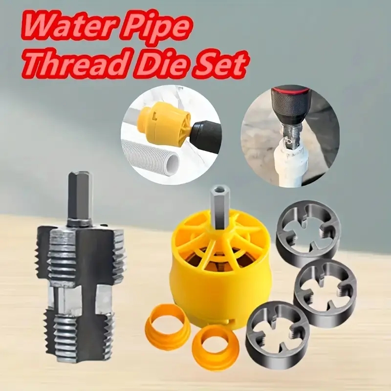 PVC Pipe Threader Kit for Electric Drill - 3 Die Sizes (1/2
