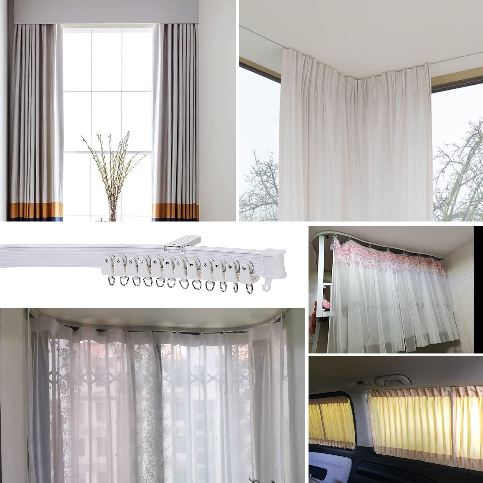5M Curved Rail Curtain Track Flexible U-Shaped Slide Rail 1/2/3/5/8 M ...