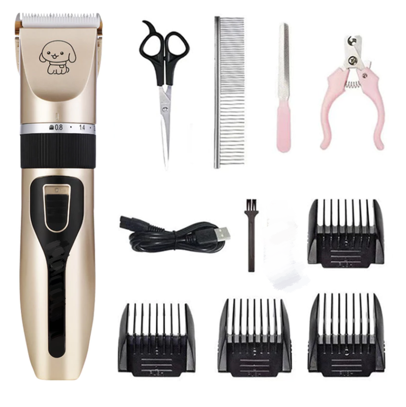 Professional Rechargeable Pet Cat Dog Hair Raz or Trimmer Grooming Kit ...