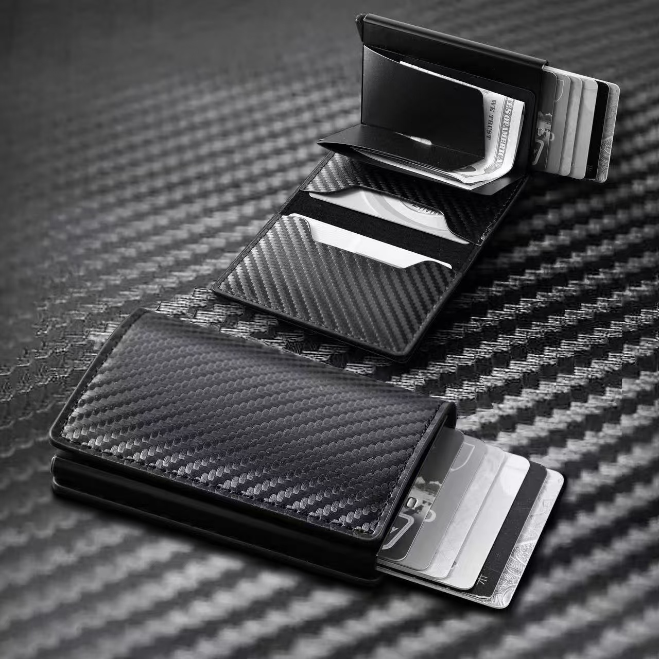 R.EAGLE Ultra-Slim Carbon Fiber & Aluminum Wallet - RFID Blocking, Money Clip & Card Holder For Men & Women