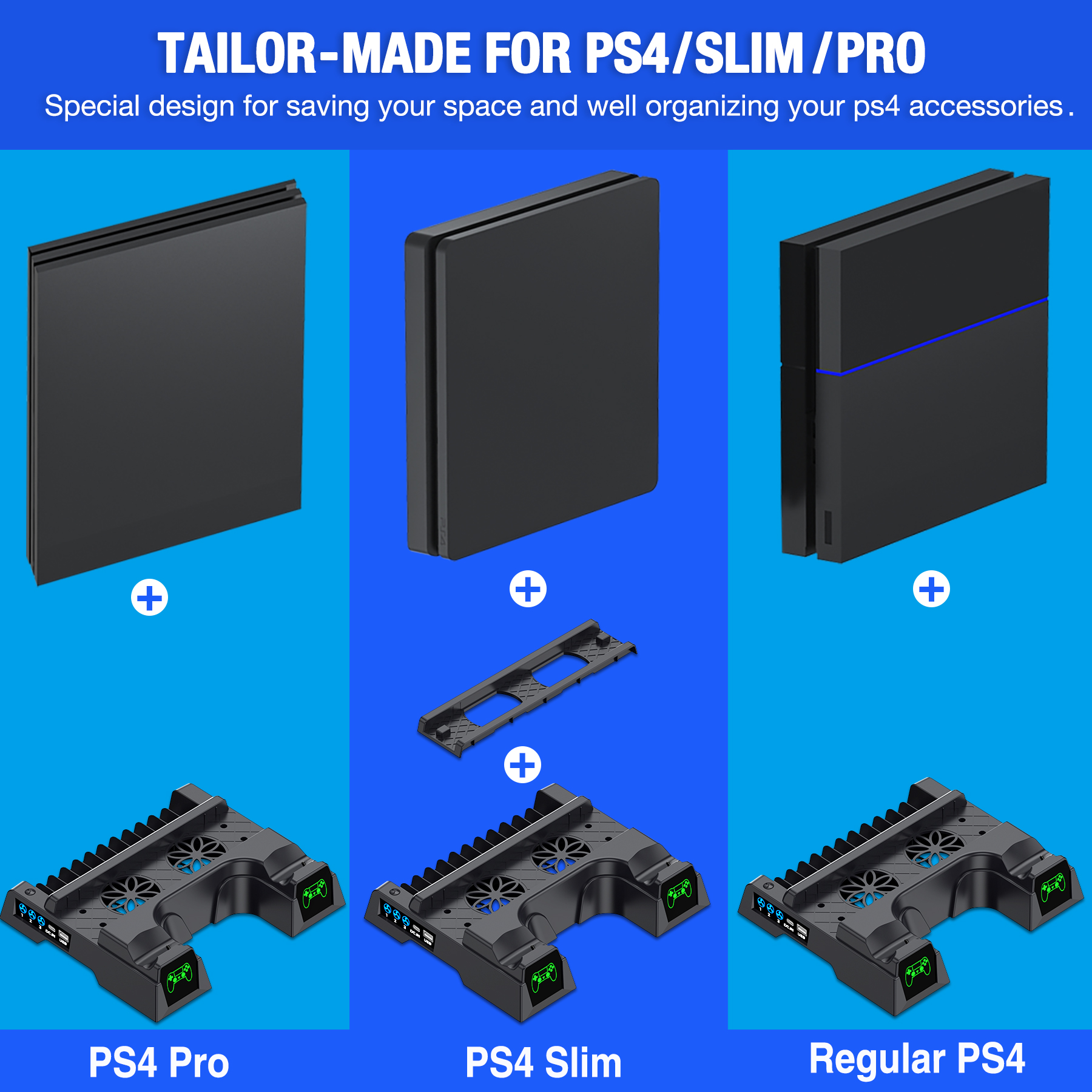 Vertical Cooling Stand For PS4/PS4 Slim/PS4 Pro Console LED Indicator ...