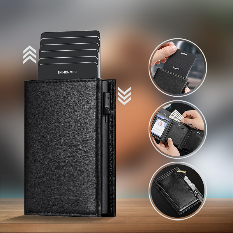 VULKIT Card Holder Genuine Leather Wallet with Coin Pocket Magnetic ...