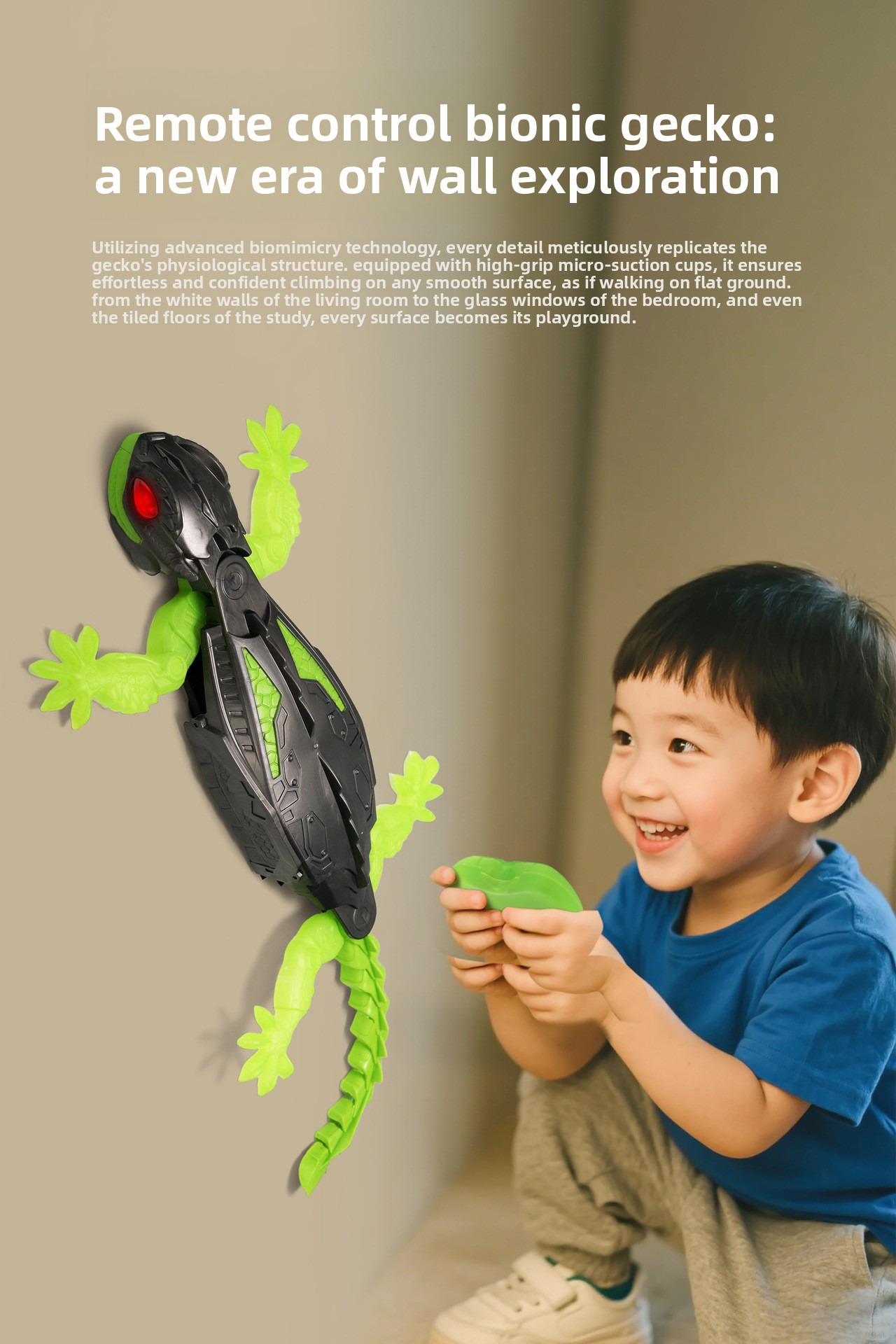Remote Control Bionic Gecko RC Wall-Climbing Lizard Toy for Kids ...