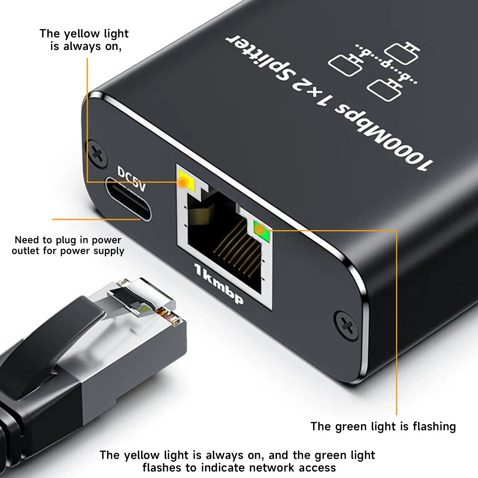 Gigabit 1000Mbps RJ45 Splitter 1 to 2 4 Ethernet Adapter Lan Connector ...
